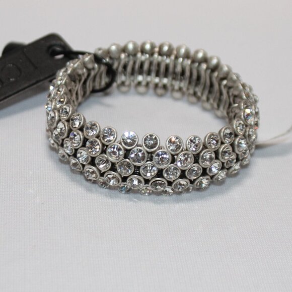 J.Crew White Crystal Silver Stretch Bracelet - Picture 1 of 13
